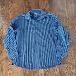 Men's Blue Striped Button-Up Shirt